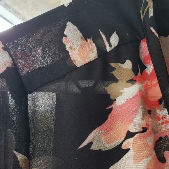 Dex Black Floral Fit-and-Flare Long-Sleeved Midi Boho Dress, S/M - Picture 12 of 16